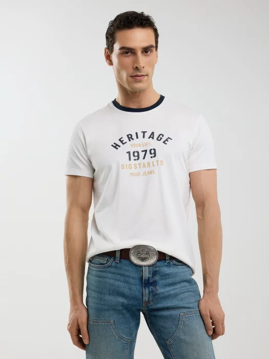 Koszulka męska z nadrukiem biała Jaros 100