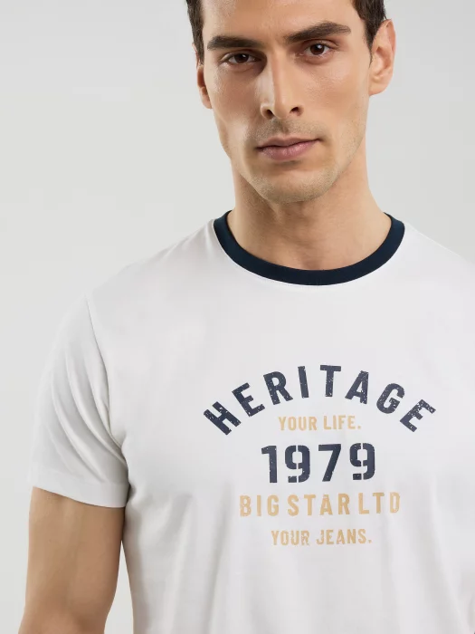 Koszulka męska z nadrukiem biała Jaros 100