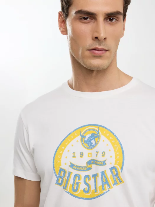 Koszulka męska z nadrukiem biała Stelian 100