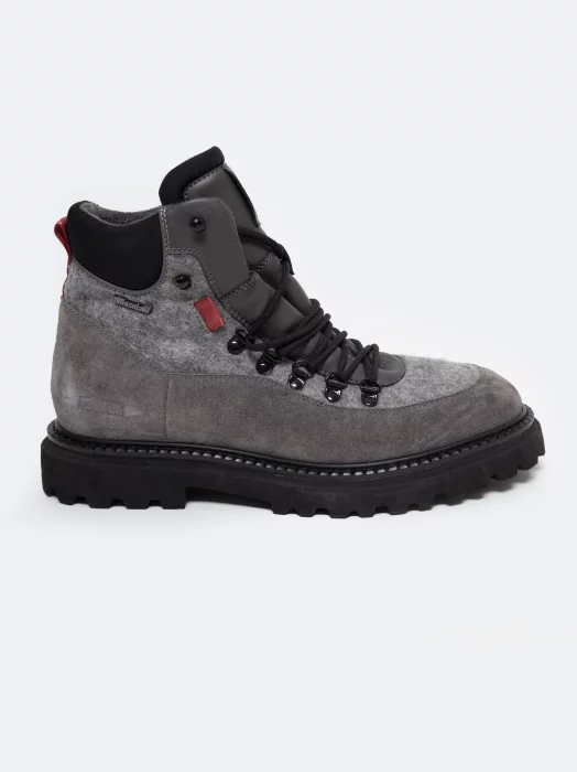 Trapery męskie ze skóry naturalnej szare OO174173 902