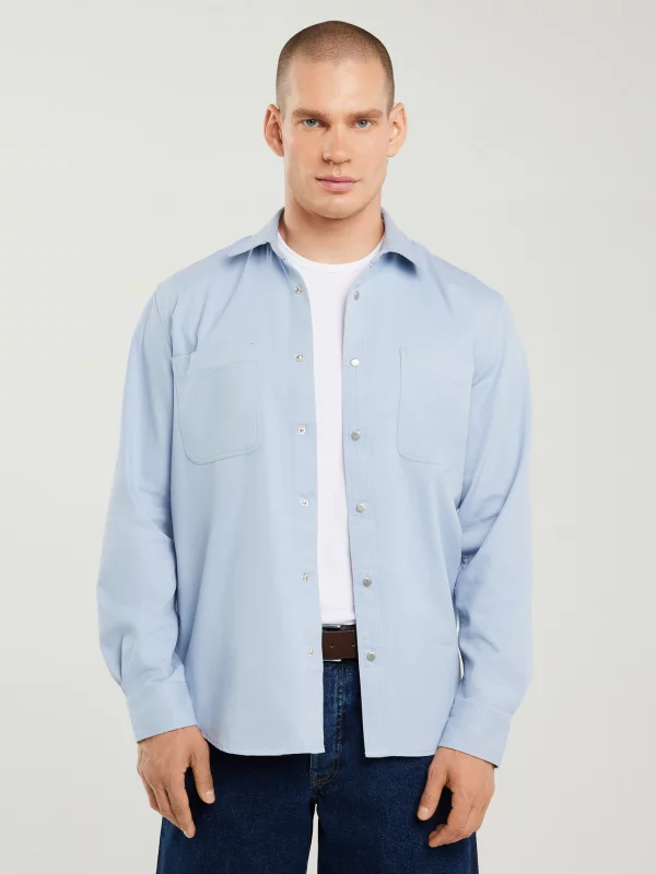 Koszula męska typu worker niebieska Gowis 401