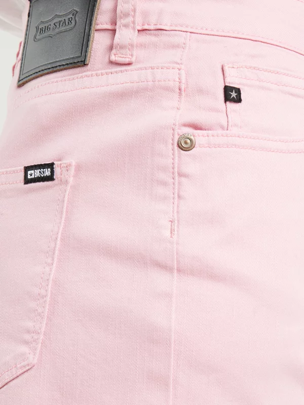 Szorty damskie jeansowe z surowym wykończeniem różowe Alice 869