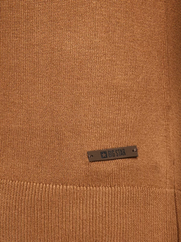 Sweter męski z kołnierzykiem polo brązowy Bradson 802