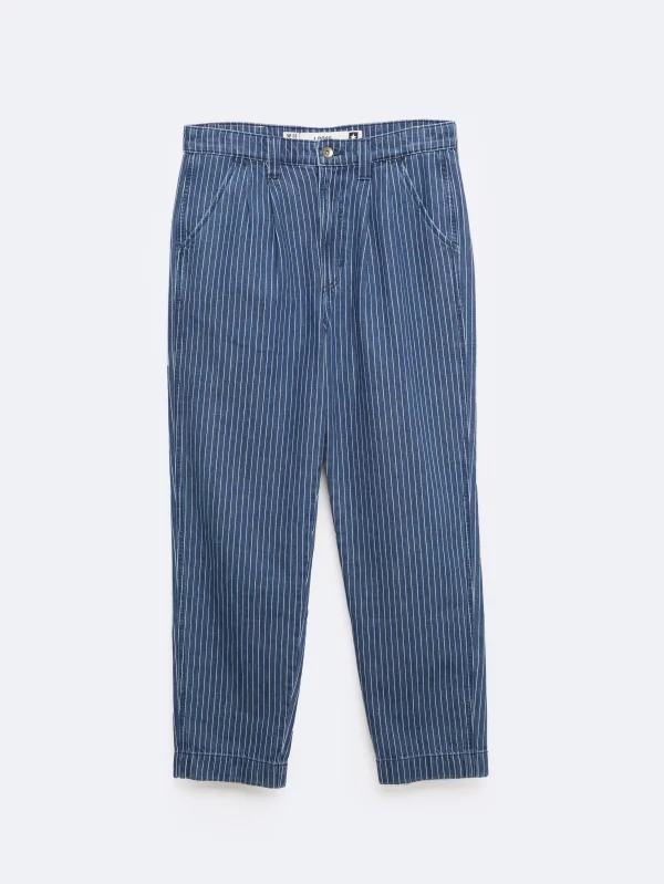 Jeansy męskie loose w prążek granatowe Temir 540