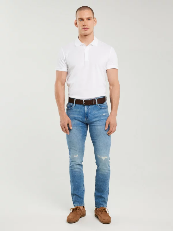 Koszulka męska polo biała Markolinos 101