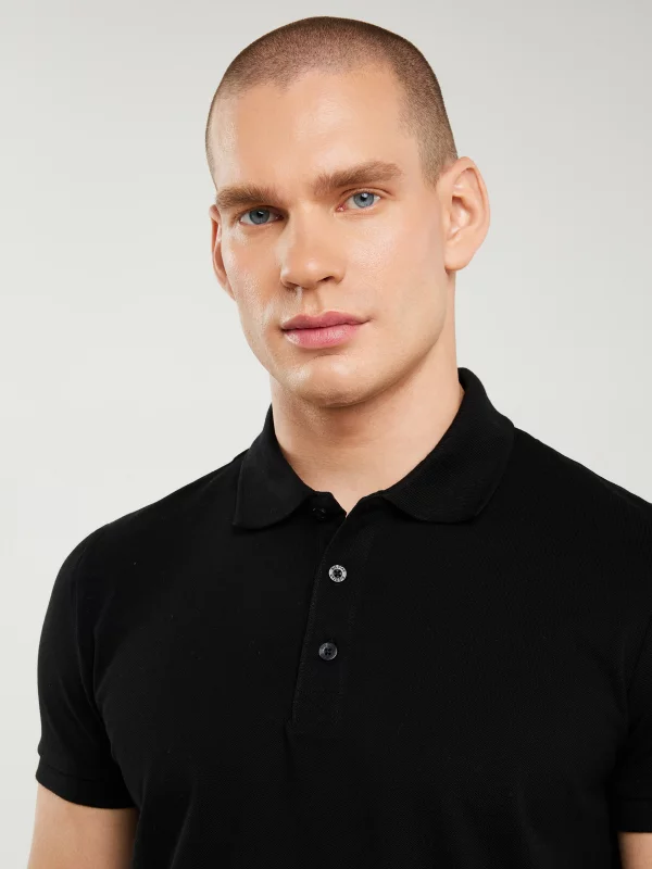 Koszulka męska polo czarna Markolinos 906