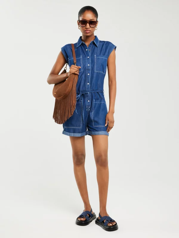 Kombinezon damski jeansowy niebieski Shea 465