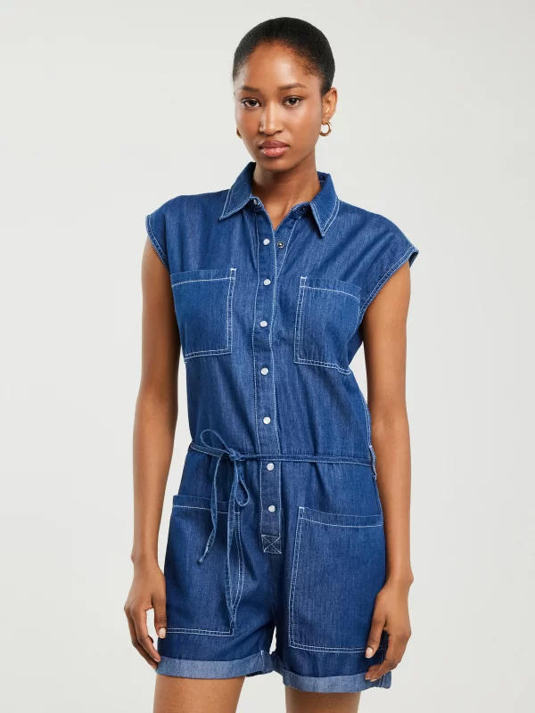 Kombinezon damski jeansowy niebieski Shea 465