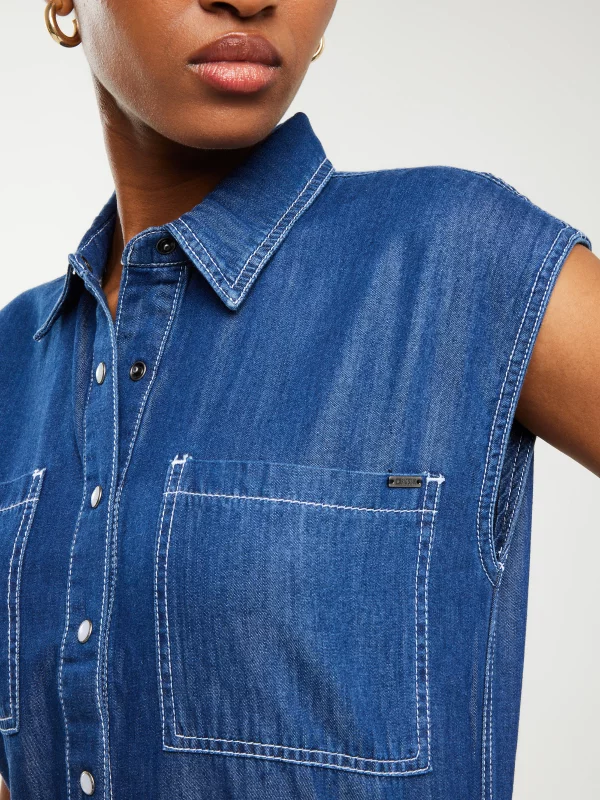 Kombinezon damski jeansowy niebieski Shea 465