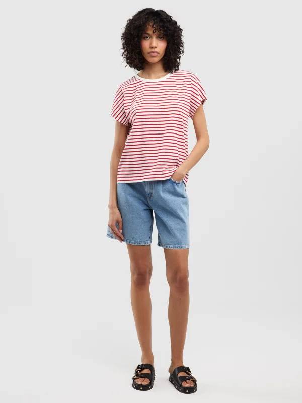 Koszulka damska w paski biało-czerwona Aleksa 603