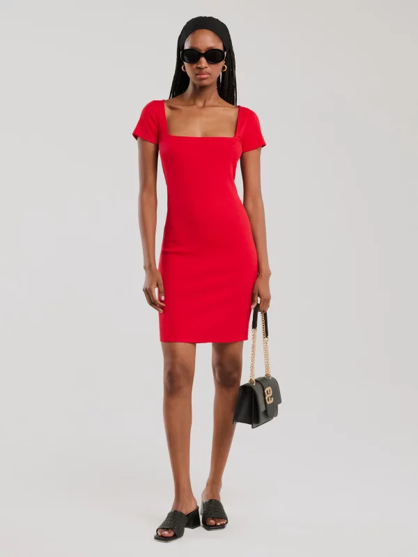 Sukienka damska mini w prążek czerwona Felice 603