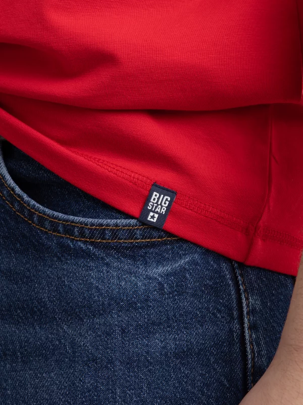 Koszulka męska slim v-neck czerwona Irtos 603