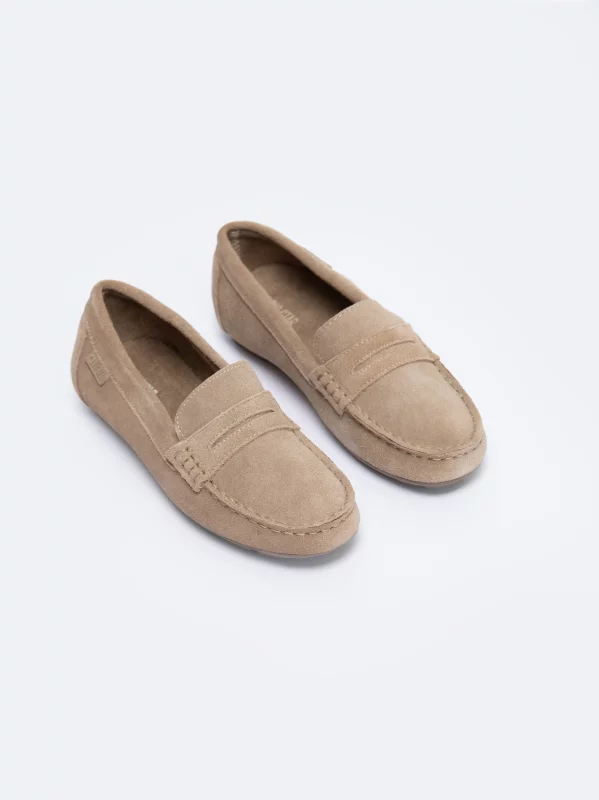 Mokasyny damskie zamszowe brązowe NN274572 803