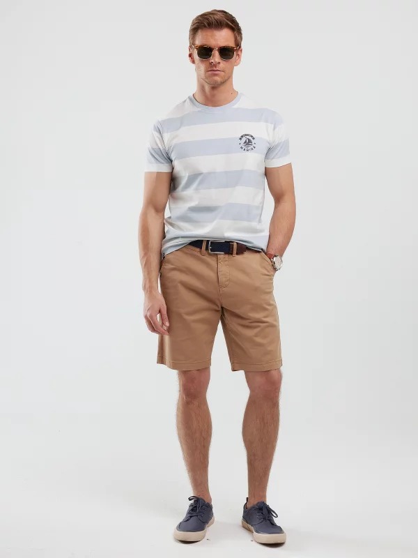 Koszulka męska w paski biało-niebieska Remir 400