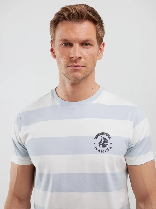 Koszulka męska w paski biało-niebieska Remir 400