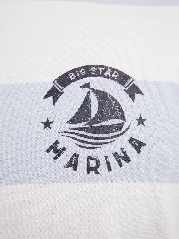 Koszulka męska w paski biało-niebieska Remir 400