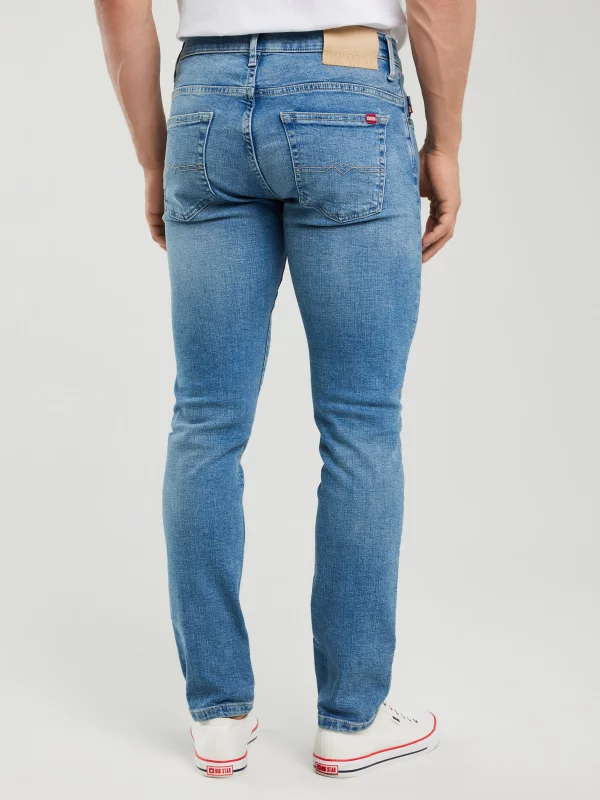 Jeansy męskie skinny z przetarciami niebieskie Jeffray 298