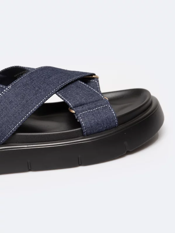 Sandały damskie z imitacji jeansu granatowe RR274688 403