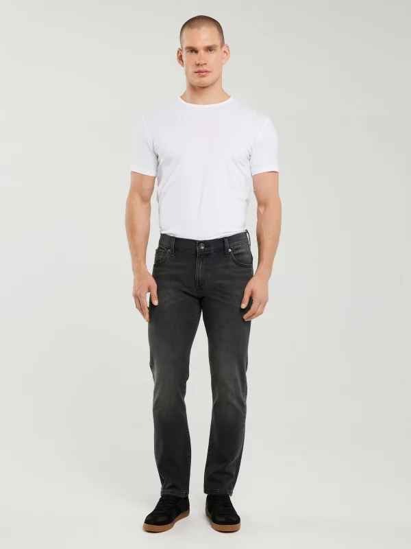 Jeansy męskie dopasowane z przetarciami czarne Martin 953