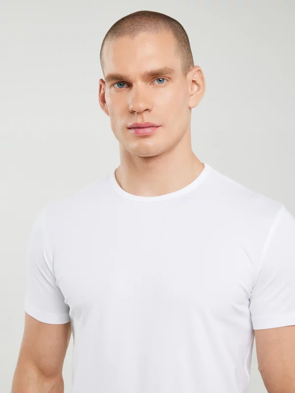 Koszulka męska slim z bawełny supima biała Supiclassic 101