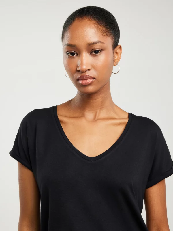 Koszulka damska o luźnym kroju czarna Valeria 906