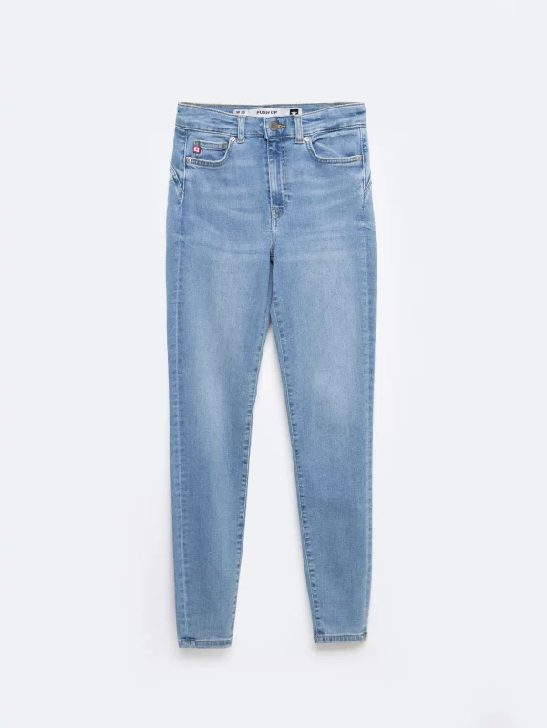 Jeansy damskie push up z wysokim stanem jasnoniebieskie Melinda High Waist 103