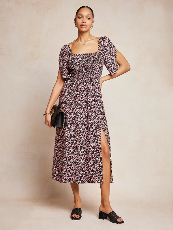 Sukienka damska midi z wiskozy z motywem kwiatowym Bler 000