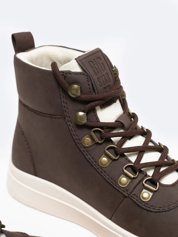 Trampki męskie wysokie brązowe KK174355 804