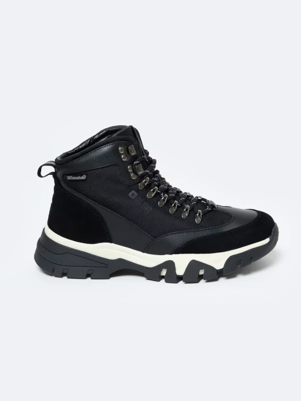 Buty męskie trekkingowe ze skóry naturalnej czarne OO174182 906