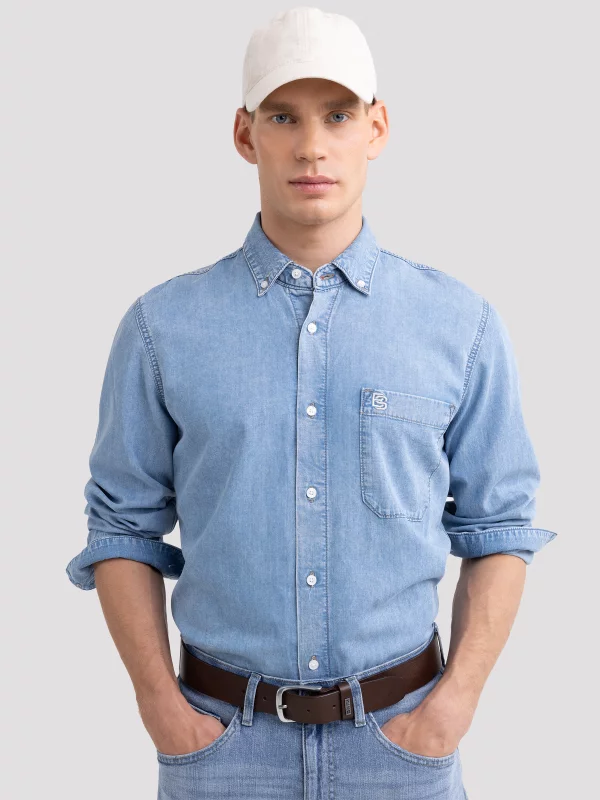 Koszula męska z imitacji jeansu niebieska Jason 147