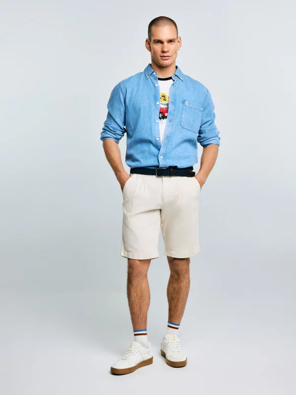 Koszula męska z imitacji jeansu niebieska Jason 147