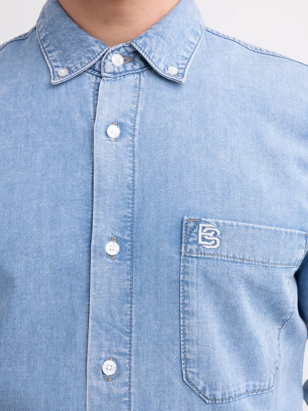 Koszula męska z imitacji jeansu niebieska Jason 147