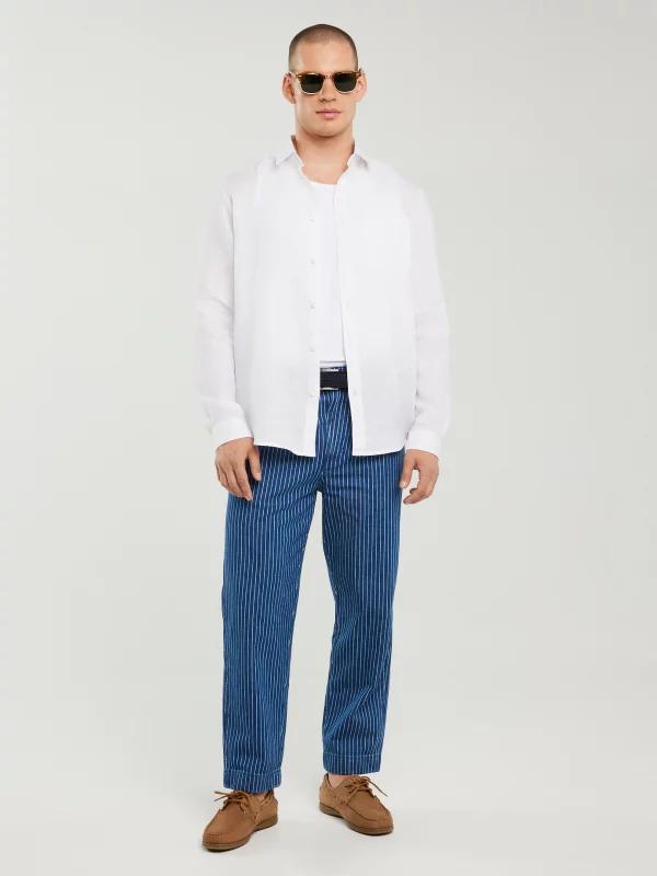 Lniana koszula męska biała Jianis 101