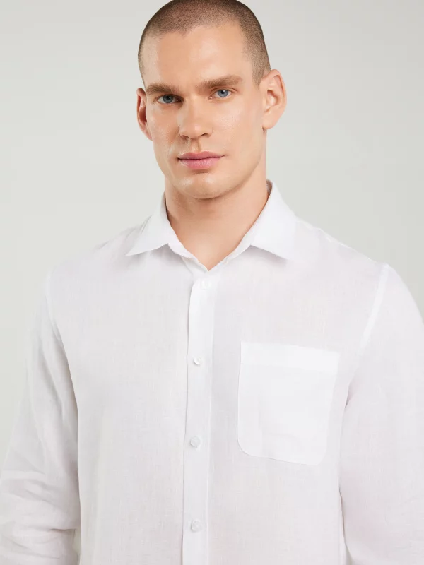 Lniana koszula męska biała Jianis 101