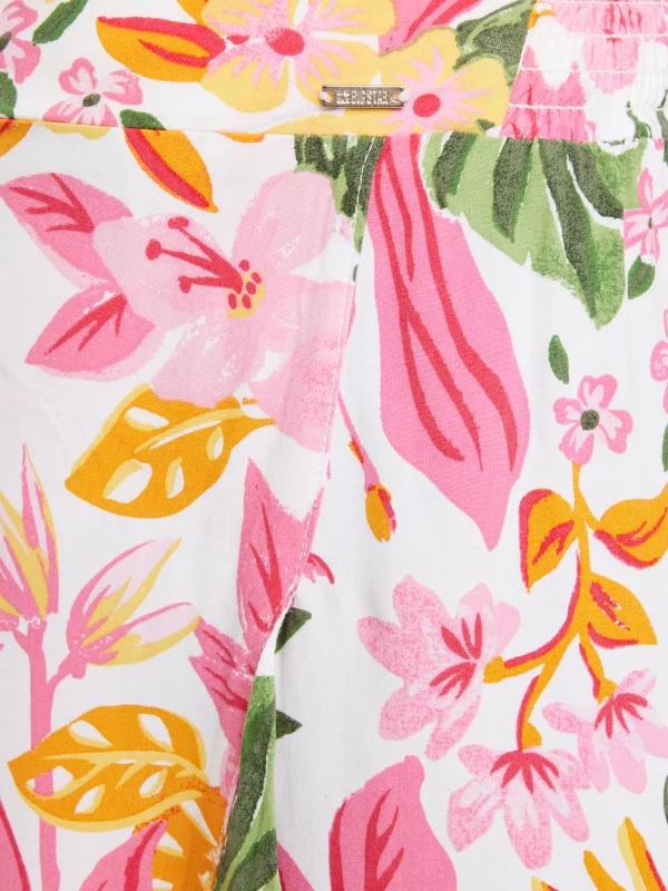 Spódnica damska midi z wiskozy z falbaną w kwiaty Tyla 000