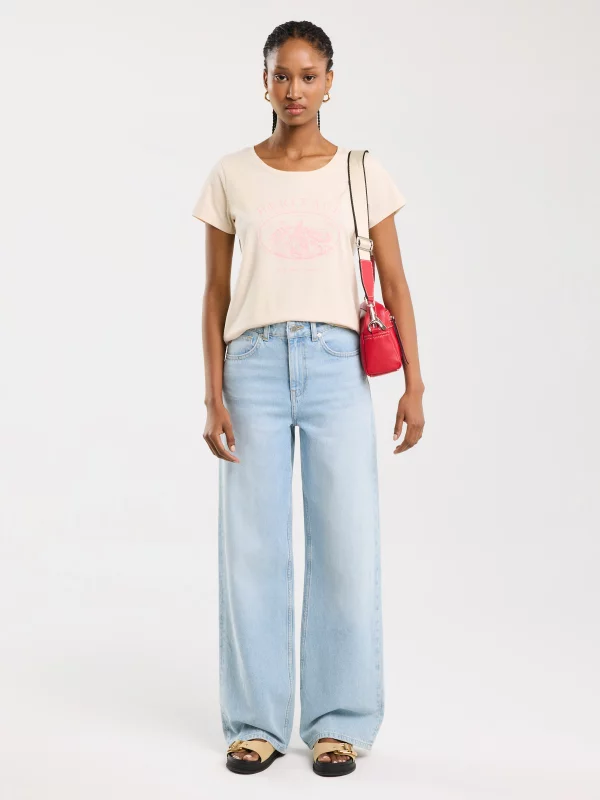 Koszulka damska z nadrukiem kremowa Alota 103