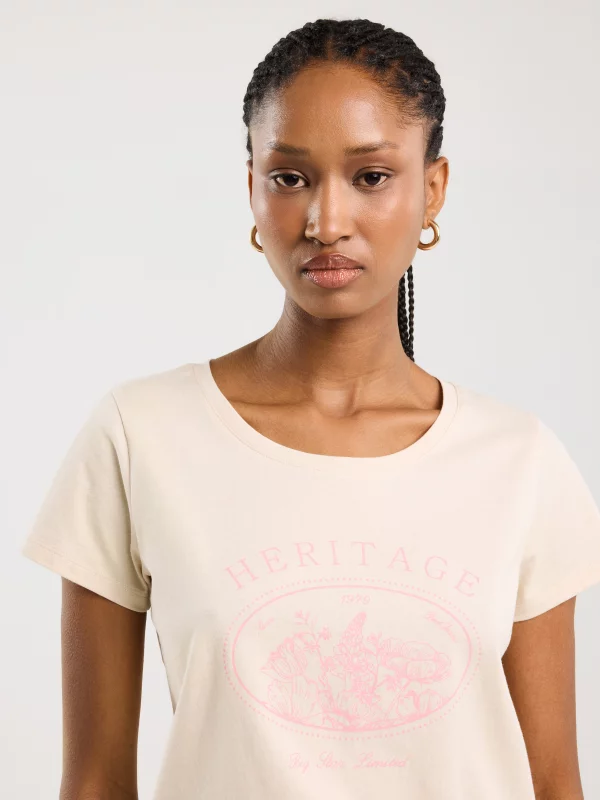 Koszulka damska z nadrukiem kremowa Alota 103