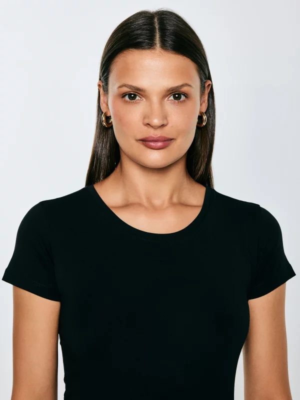 Koszulka damska slim z bawełny supima czarna Supiclassica 906