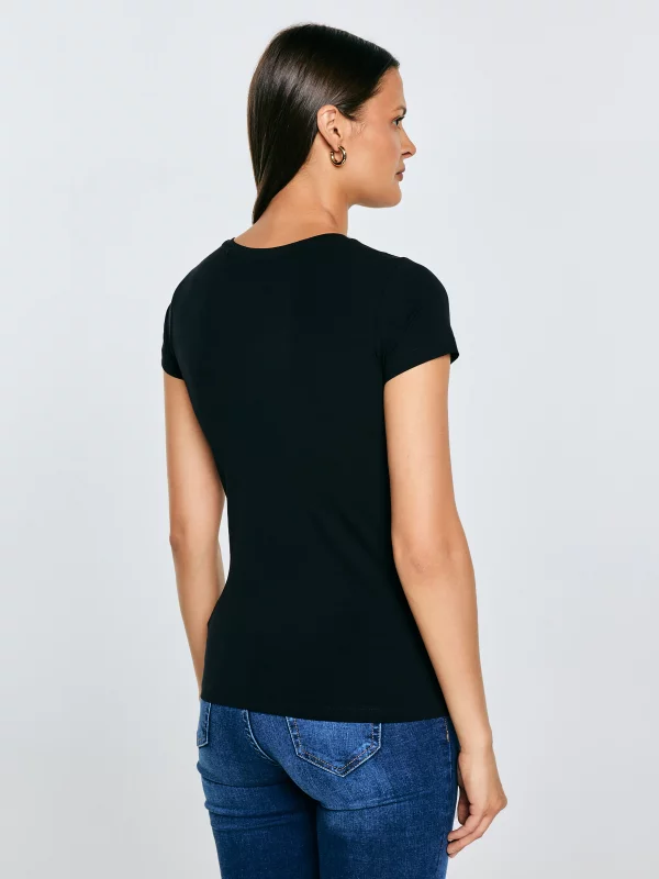 Koszulka damska slim z bawełny supima czarna Supiclassica 906