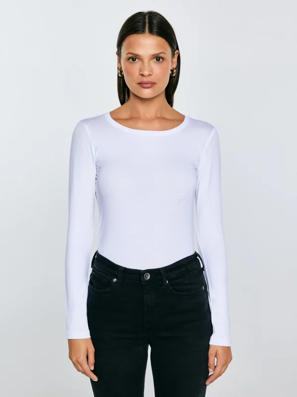 Bluzka damska slim z bawełny supima biała Supiclassicala 101