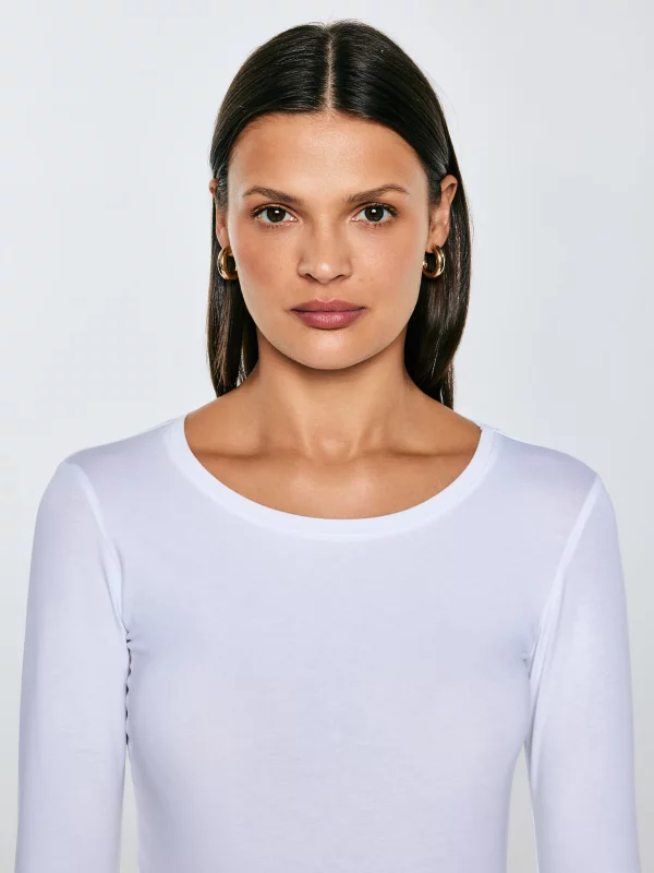 Bluzka damska slim z bawełny supima biała Supiclassicala 101