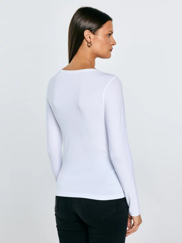 Bluzka damska slim z bawełny supima biała Supiclassicala 101