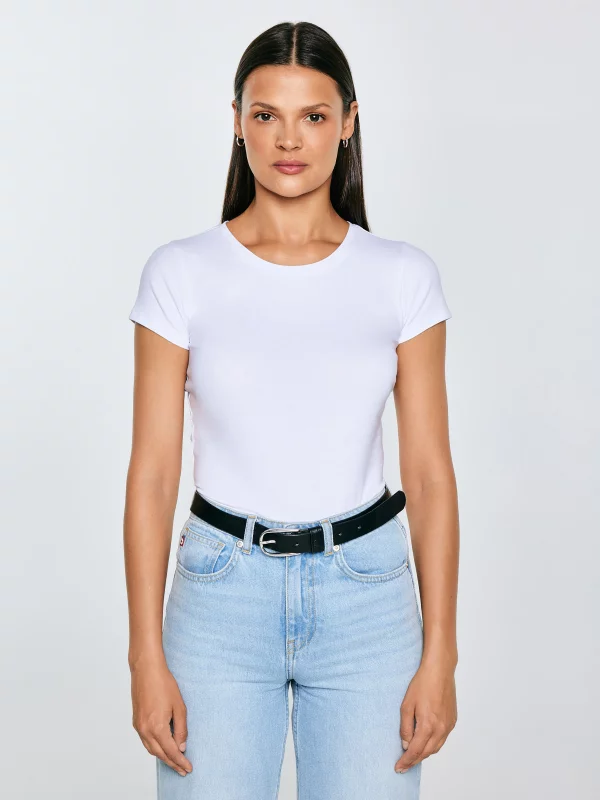 Koszulka damska z krótkim rękawem biała Classaca 101