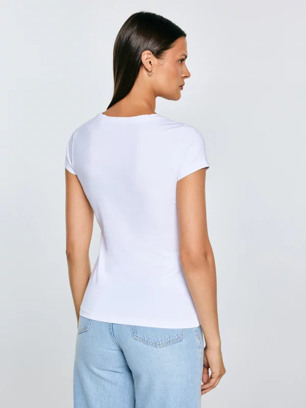 Koszulka damska z krótkim rękawem biała Classaca 101