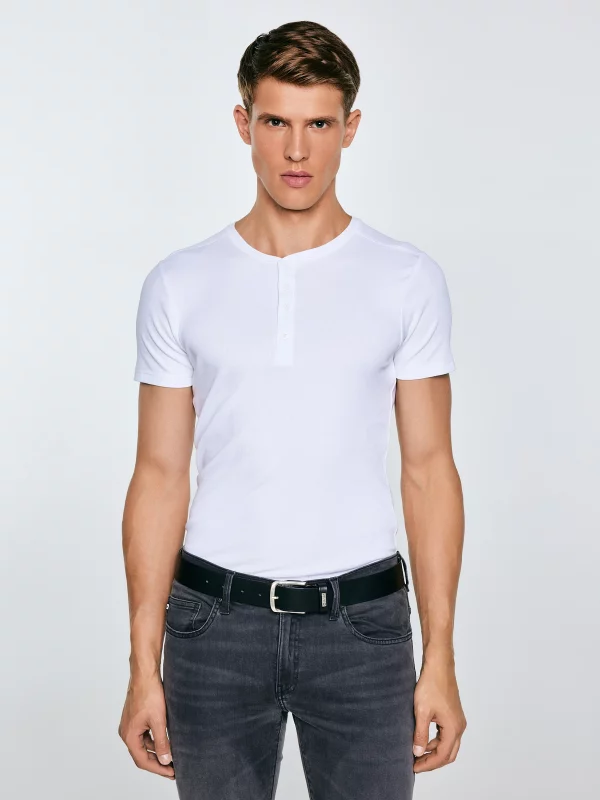 Koszulka męska z prążkowanej dzianiny biała Basicag 101