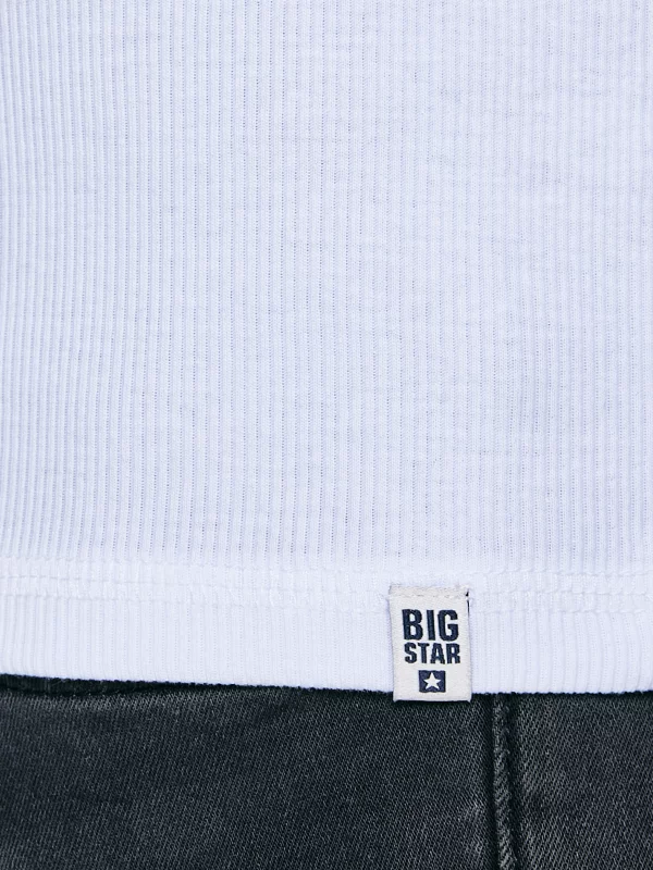 Koszulka męska z prążkowanej dzianiny biała Basicag 101