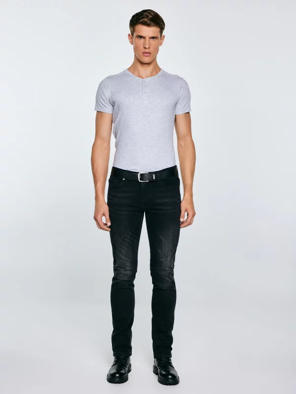 Koszulka męska z prążkowanej dzianiny szara Basicag 901