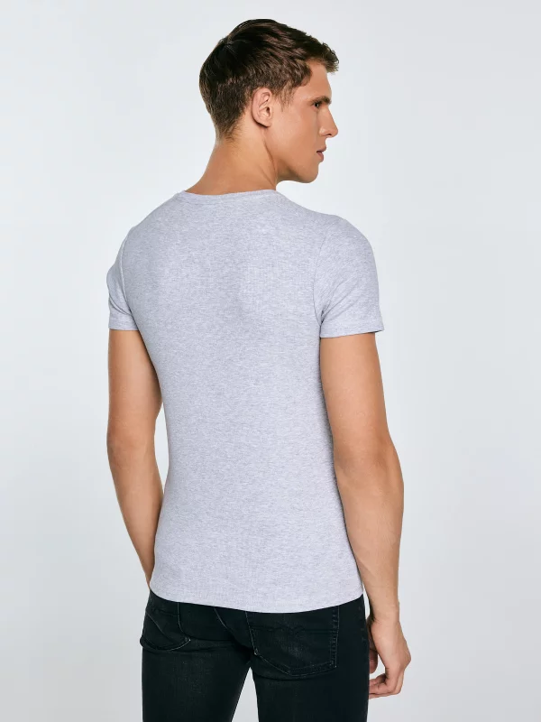 Koszulka męska z prążkowanej dzianiny szara Basicag 901