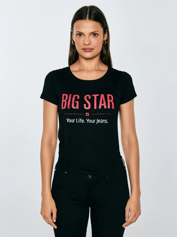 Koszulka damska o klasycznym kroju czarna Brunona 906