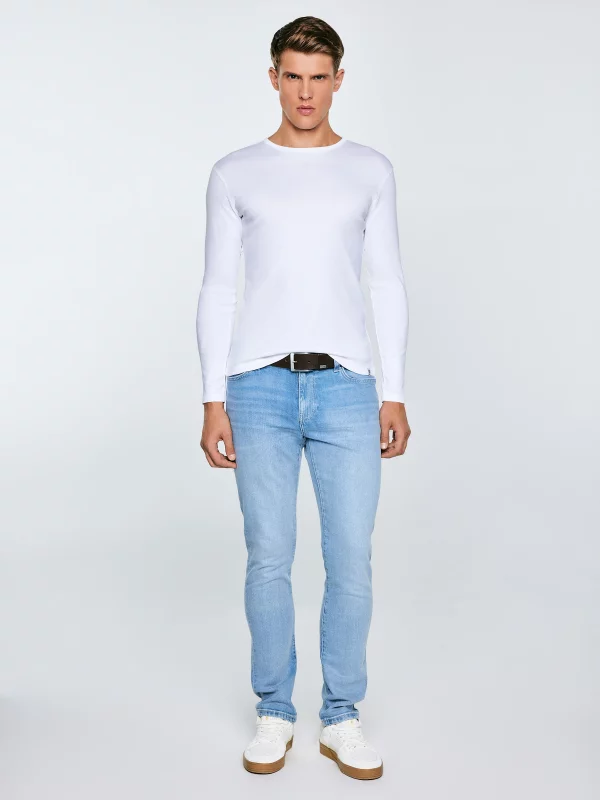 Koszulka męska z długim rękawem biała Classical 101